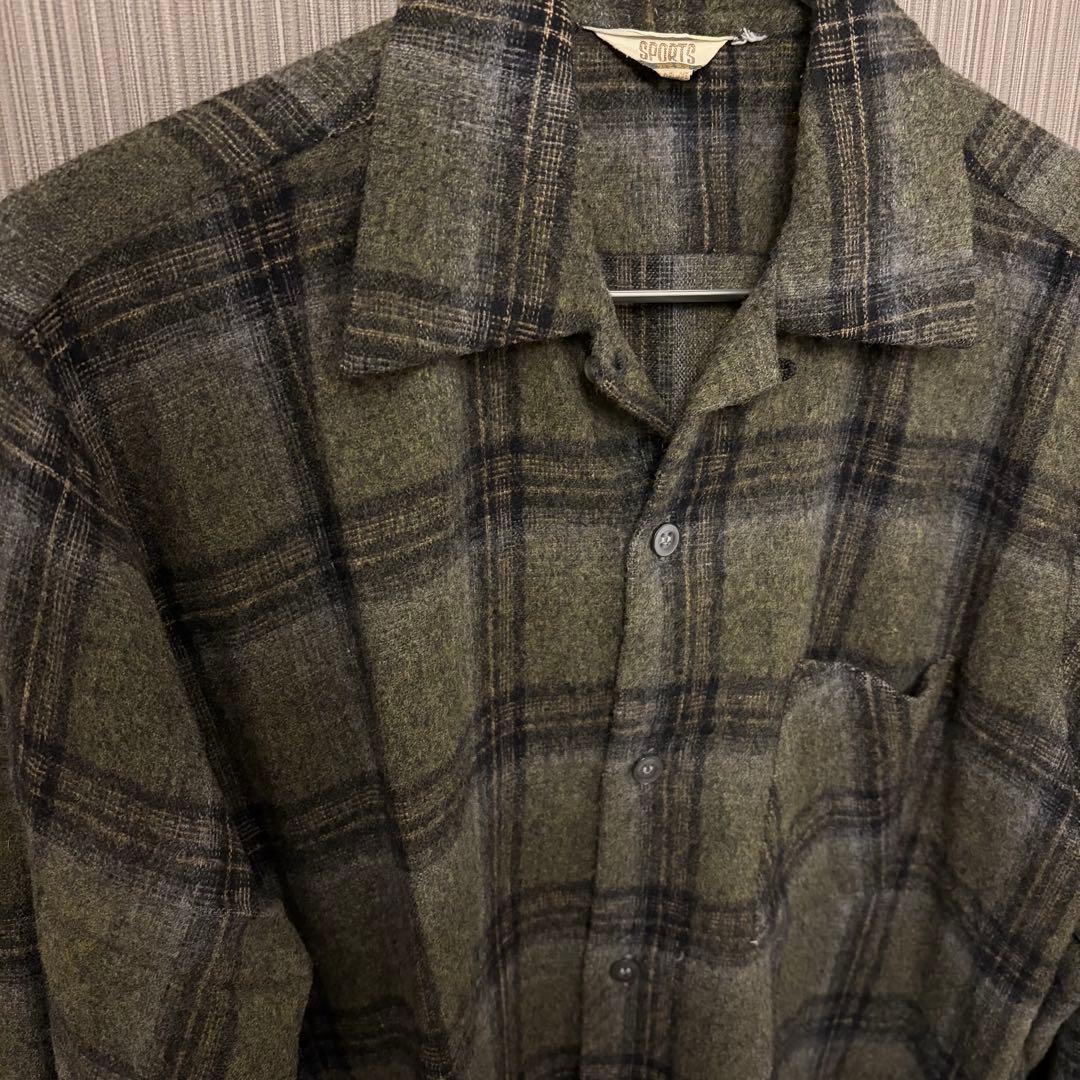 配色◎ 50s 60s SPORTS ヴィンテージ ウールシャツ 三角タグ www