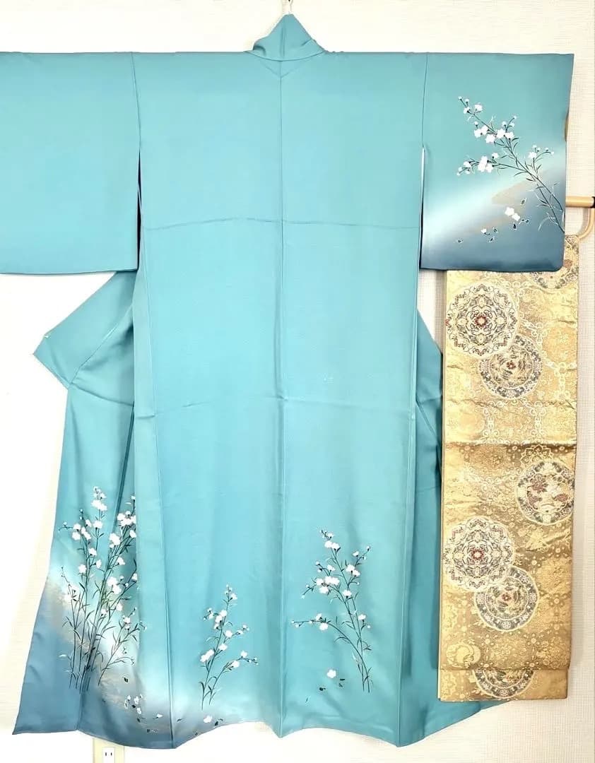 フォーマル着物 美品 正絹訪問着 落ち着いた寒色系 聡明なお色柄 祝宴