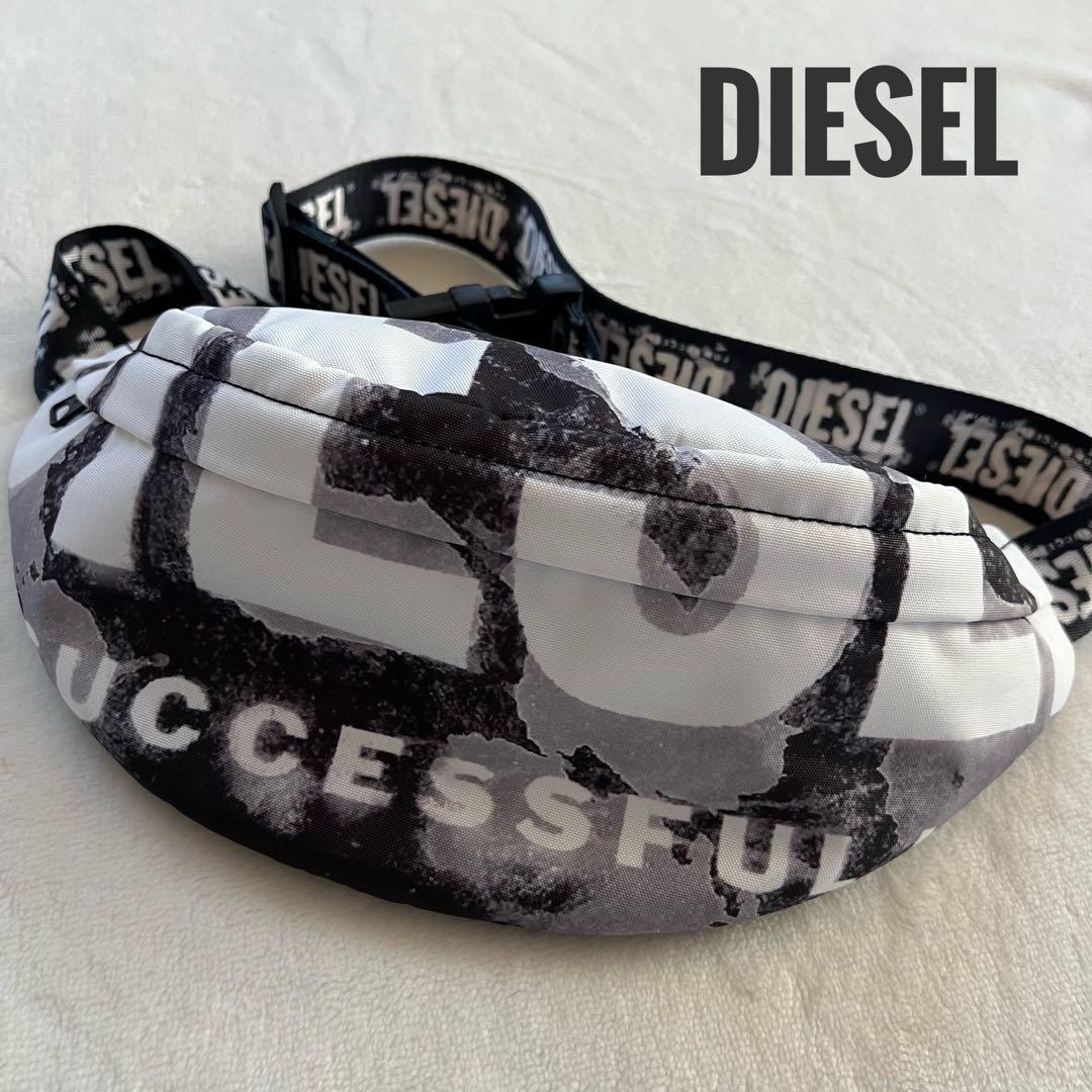 極美品 DIESEL ディーゼル ロゴプリント ボディバッグ ディーゼル DIESEL ボディバッグ X09554 P5480 T8013 ブラック
