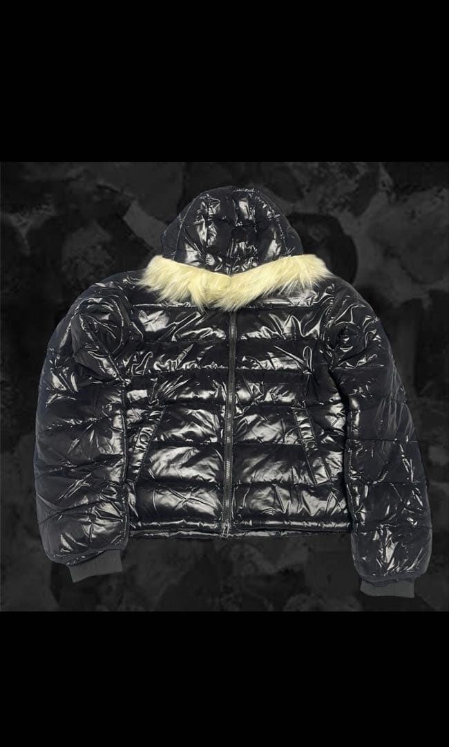 ファーダウン 短丈 光沢 y2k 00s 平成 お兄系 ドローコード テカテカ