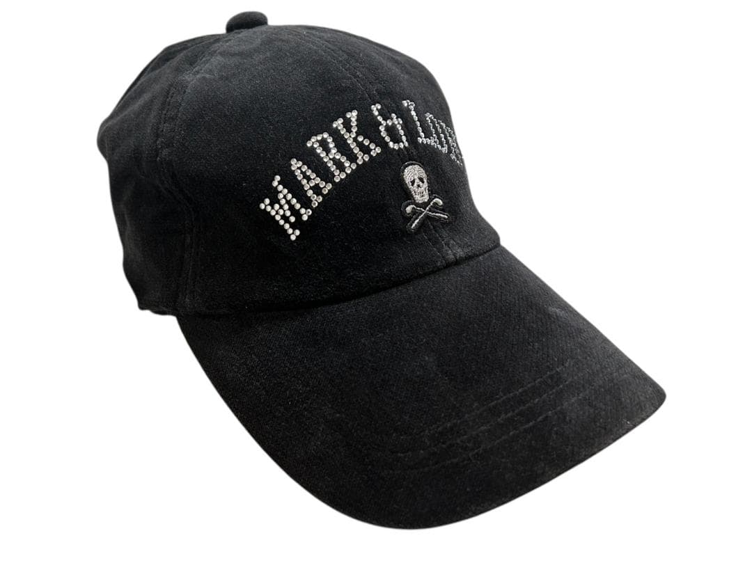 MARK＆LONA キャップ ブラック スカル ベロア スワロ ラインストーン