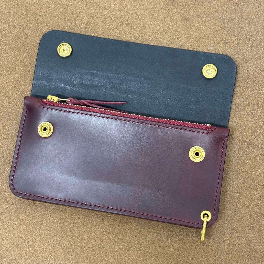 ホースバット トラッカーウォレット 黒 ボルトー 3層 クロコ型押し