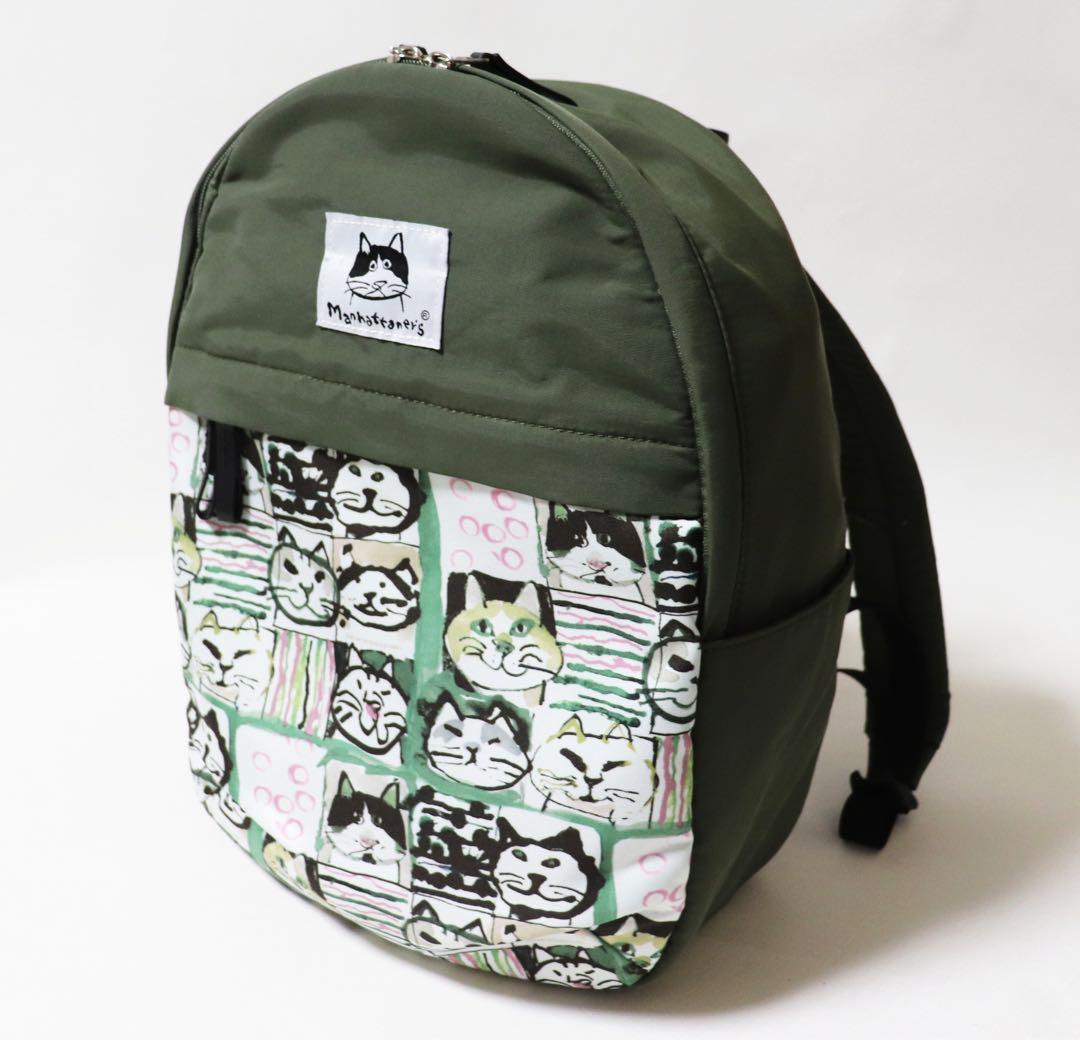 《マンハッタナーズ》未使用 ポケット多数 かわいいネコちゃん軽量リュックサック