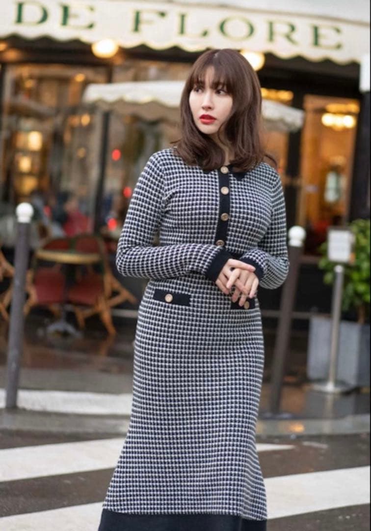 Buckingham Houndstooth knit dress - メルカリ