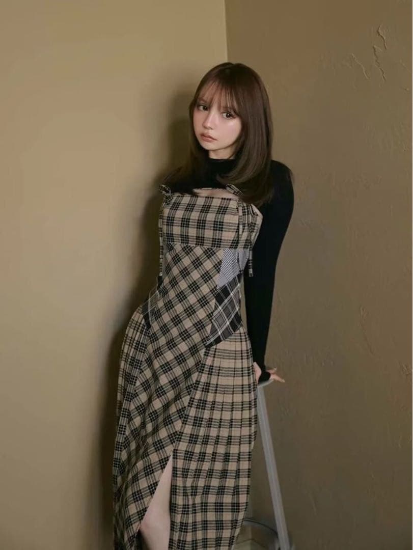 andmary Nadia check long dress - メルカリ