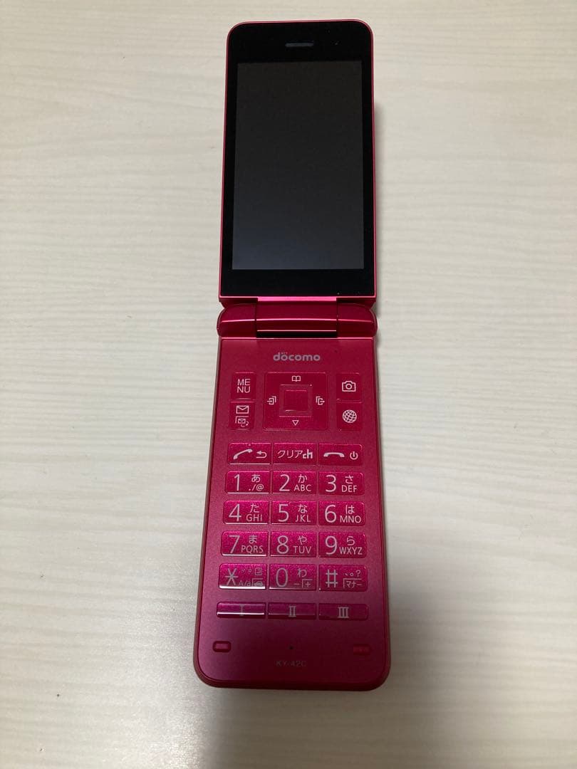 美品】京セラDIGNO KY-42C レッド 折りたたみ携帯電話 SIMフリー