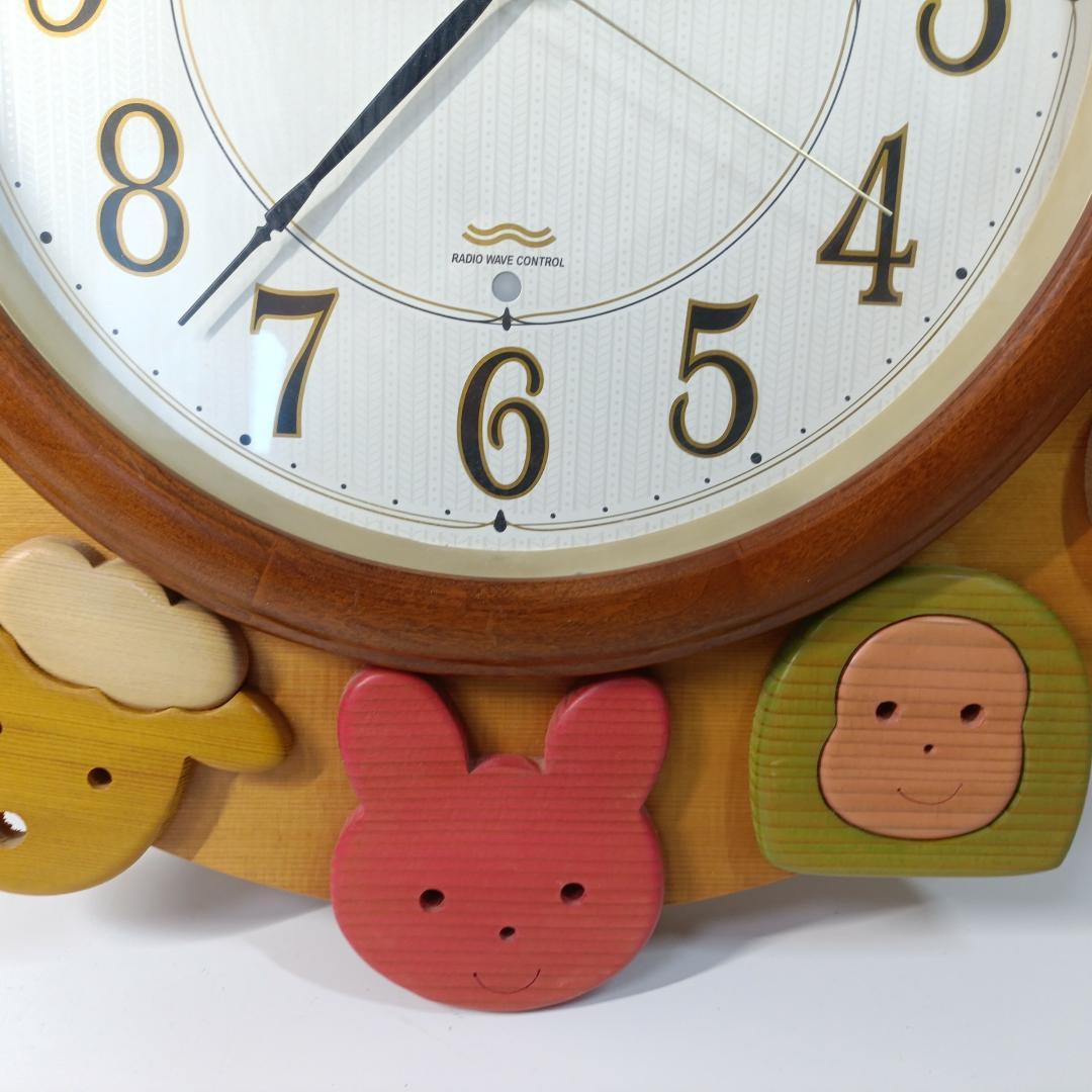 美品】学研オリジナル モデル かわいい動物の木製掛け時計 SEIKO 電波