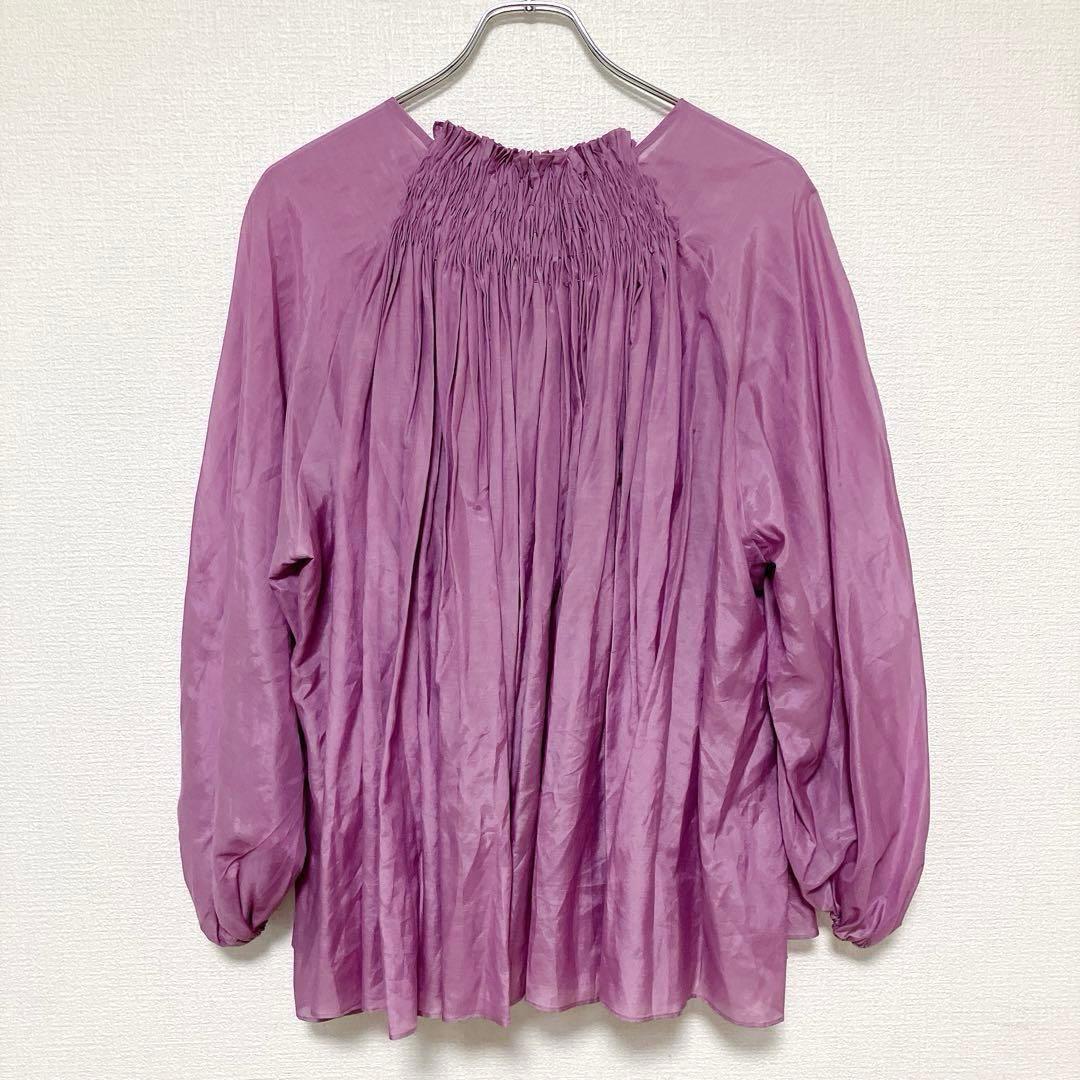 新品】ハグオーワー コットンシルクスモッキングリボンブラウス ピンク