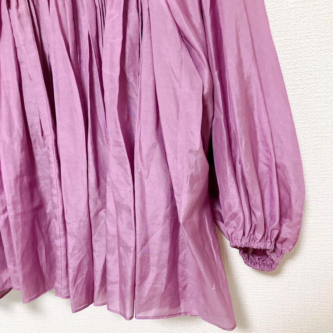 新品】ハグオーワー コットンシルクスモッキングリボンブラウス ピンク