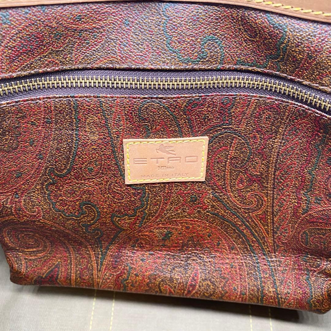 極美品】エトロ ボストンバッグ 2way ペイズリー柄 PVC レザー 大容量