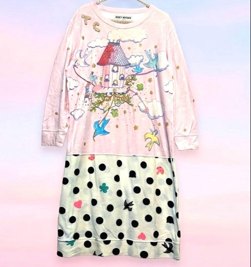 ツモリチサト スリープ ガーゼ ワンピース パジャマ ネコドット 幸運