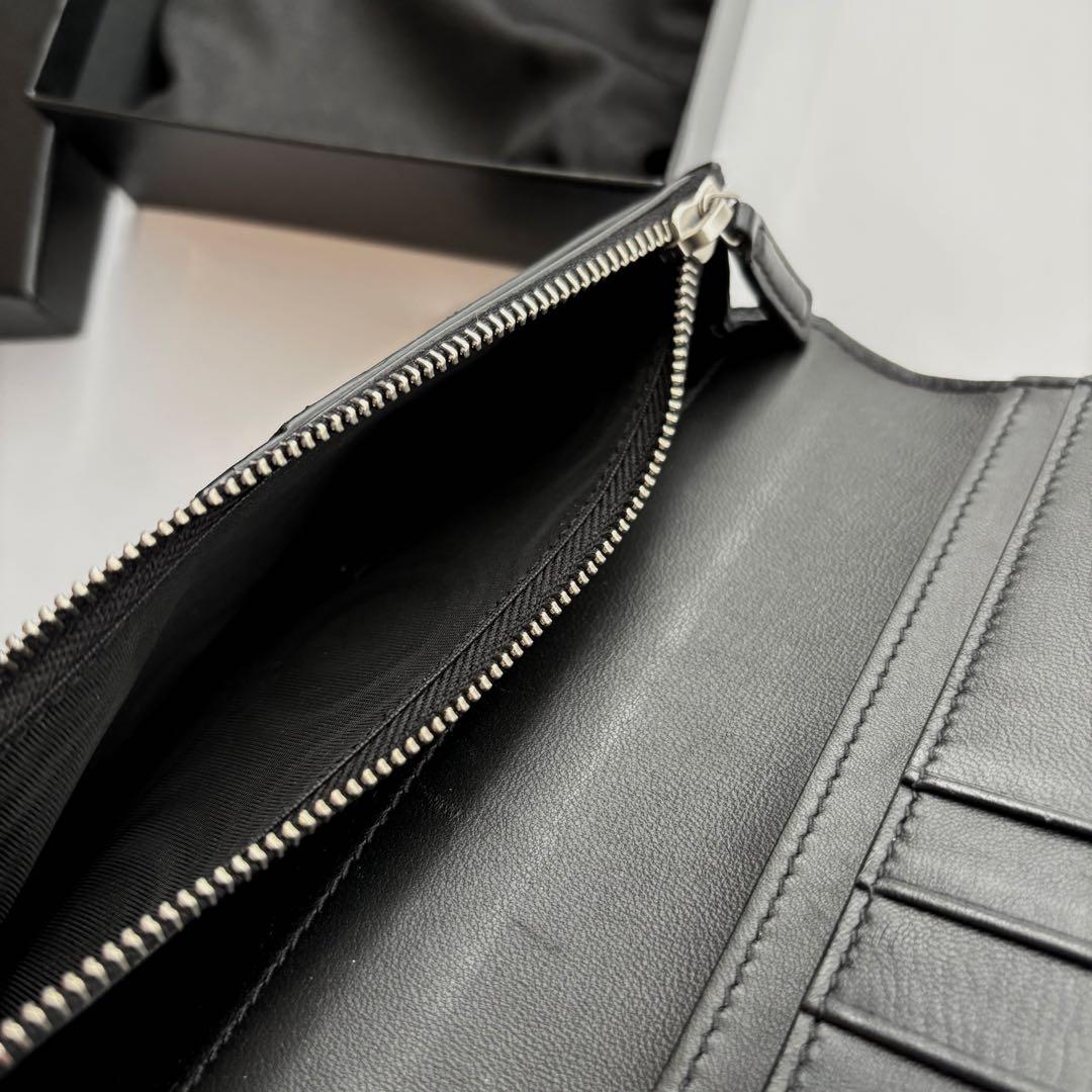 SAINT LAURENTサンローラン クロコ型押し 長財布 ブラック - メルカリ