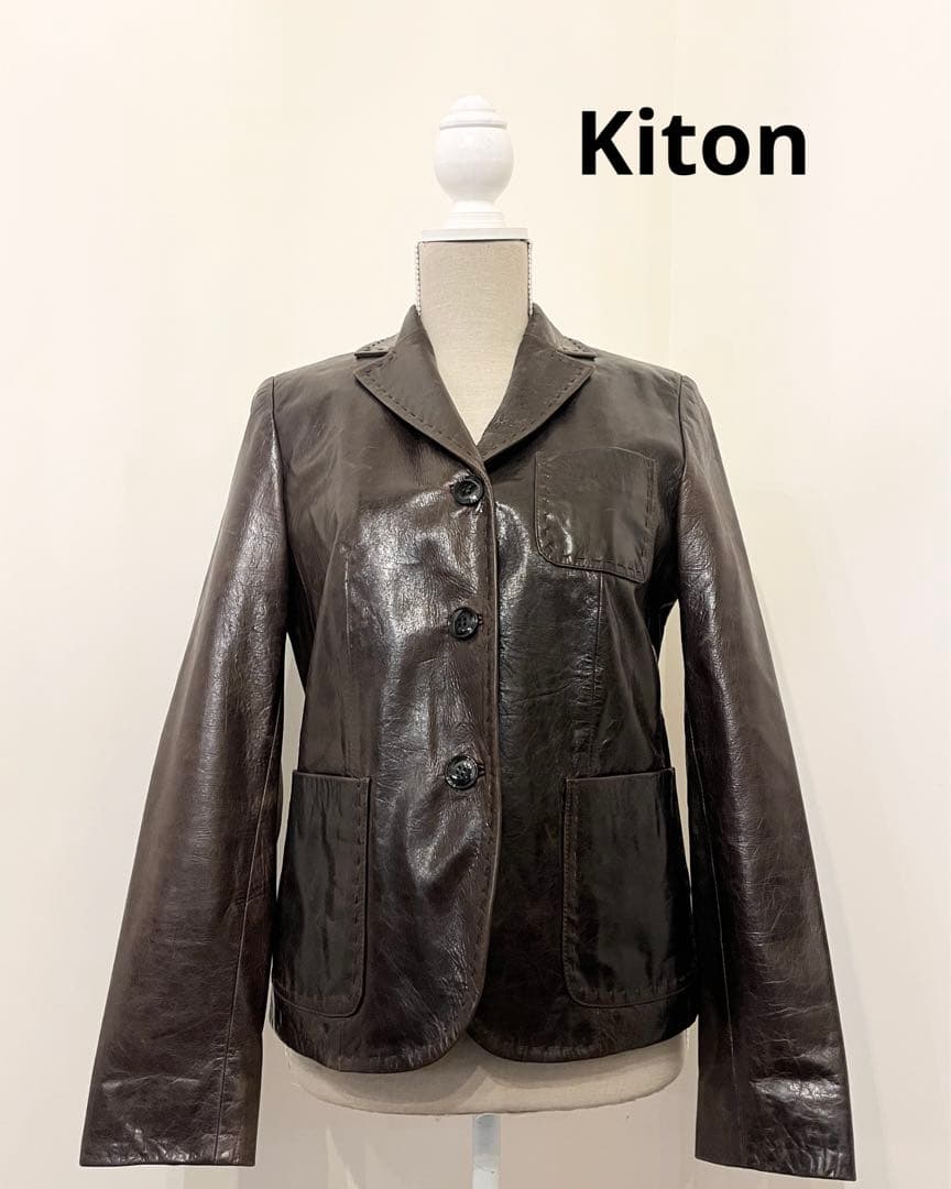 【Kiton】ジャケット　レザー　羊革　カシミヤ100% ダメージ加工 20%OFF 会員価格適用外】【Merfirge】ラム レザー ジャケット (KT7006