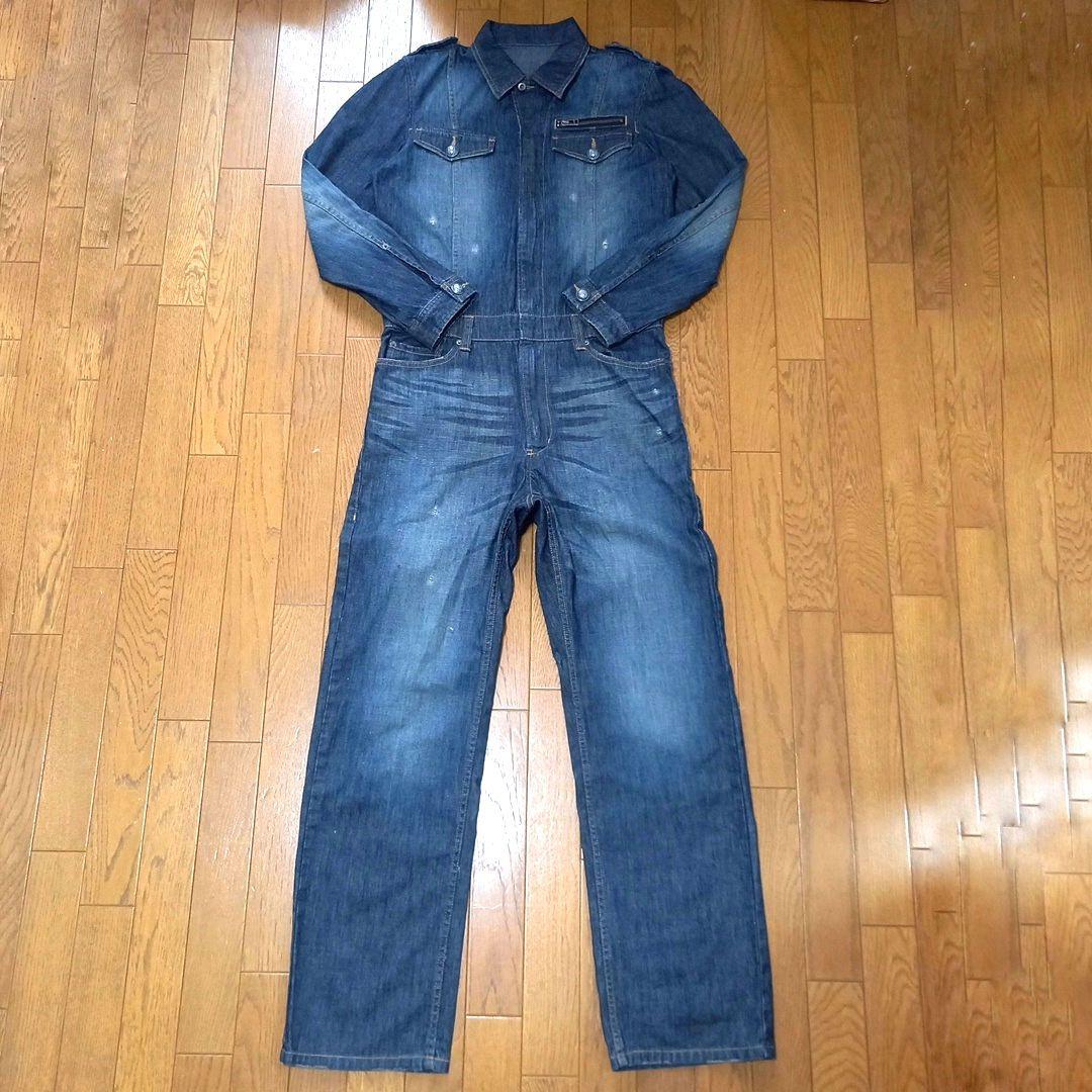 ルパート ダメージ加工デニムつなぎ オールインワン バンソン ヒゲ 色