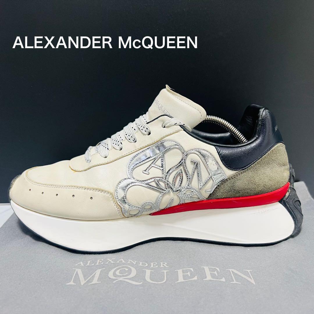 美品 アレキサンダーマックイーン 厚底 ロゴ スニーカー メンズ 28cm