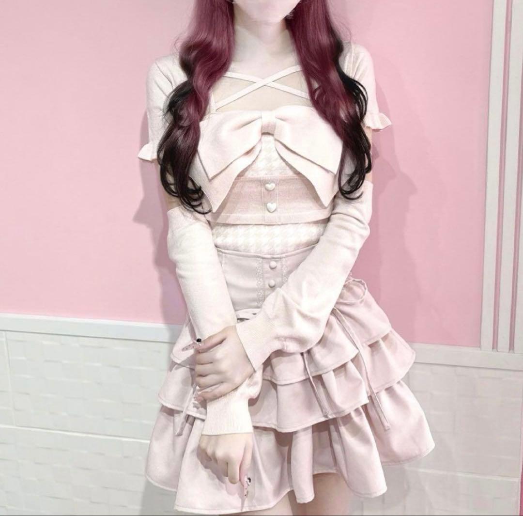 HONEY MEW ハニーミュウ ビッグリボンアンサンブルトップス ピンク