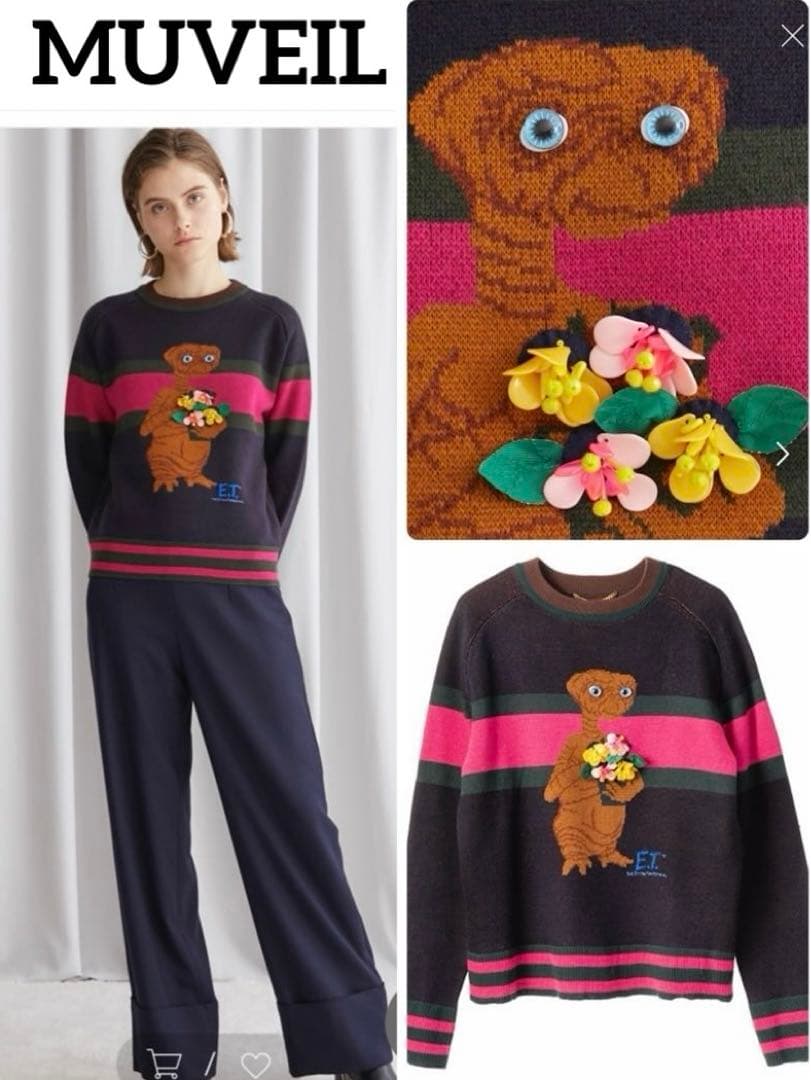 美品】ミュベール E.T ビーズ 刺繍 ニットセーター - メルカリ