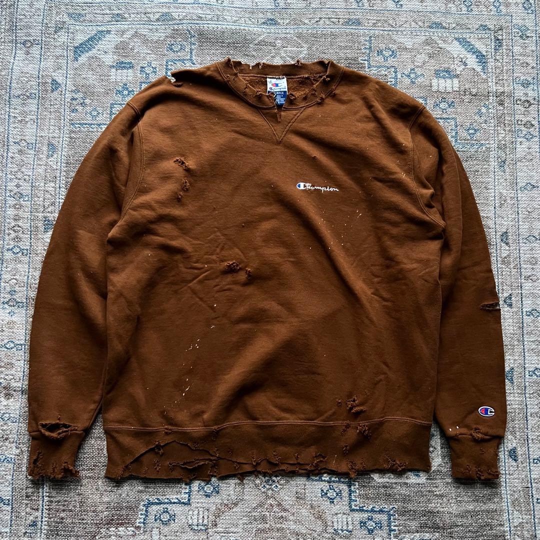 90s champion ダメージ ボロ スウェット ペンキ グランジ BORO - メルカリ