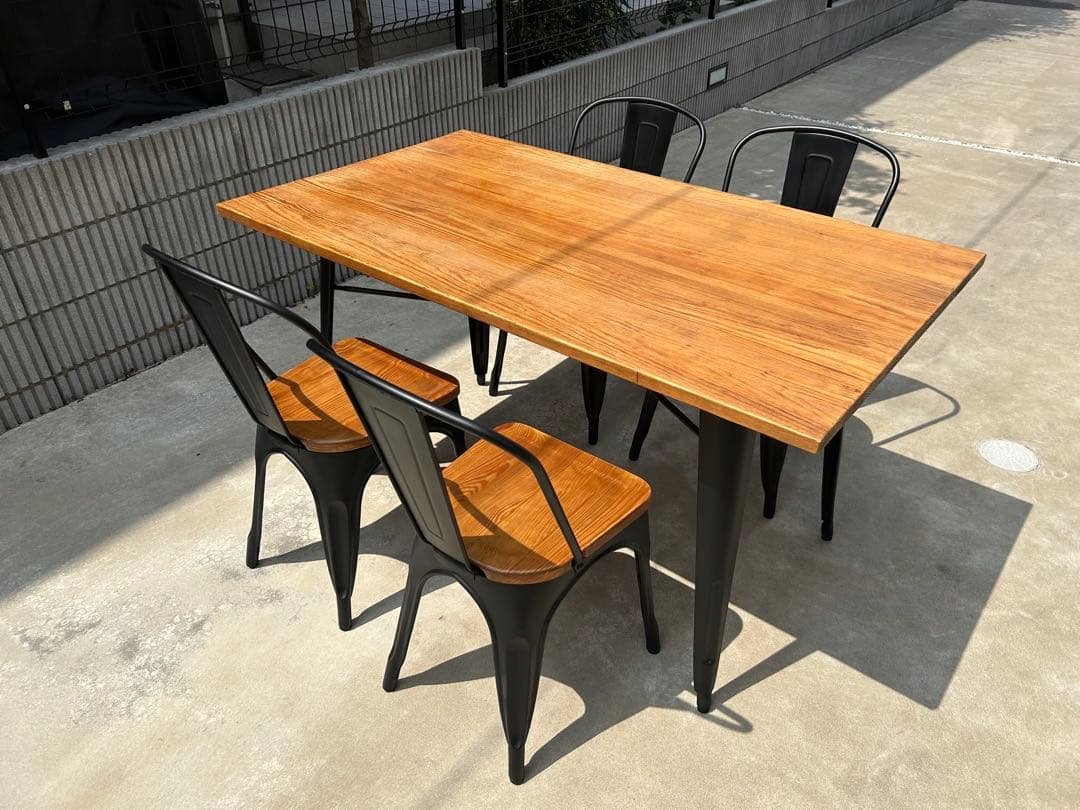 値下げ！『引き取り限定』アイアン ダイニングテーブルセット 椅子4脚