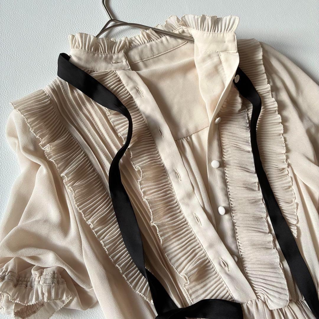 極美品✨DSC ダブスタ プリーツシフォンボウタイワンピース インナー