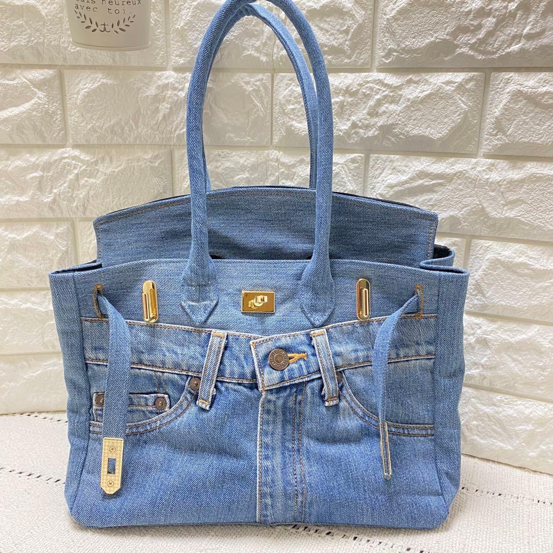 デニムリメイク フラップ付きトートバッグ Sサイズ 錠付き - メルカリ