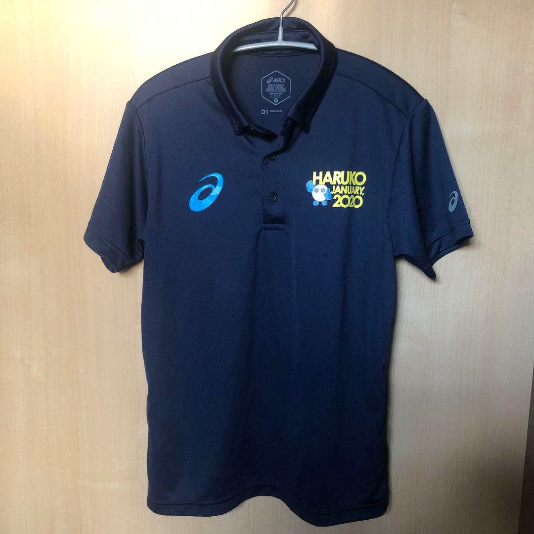 asics 春高バレー ポロシャツ L ネイビー - メルカリ