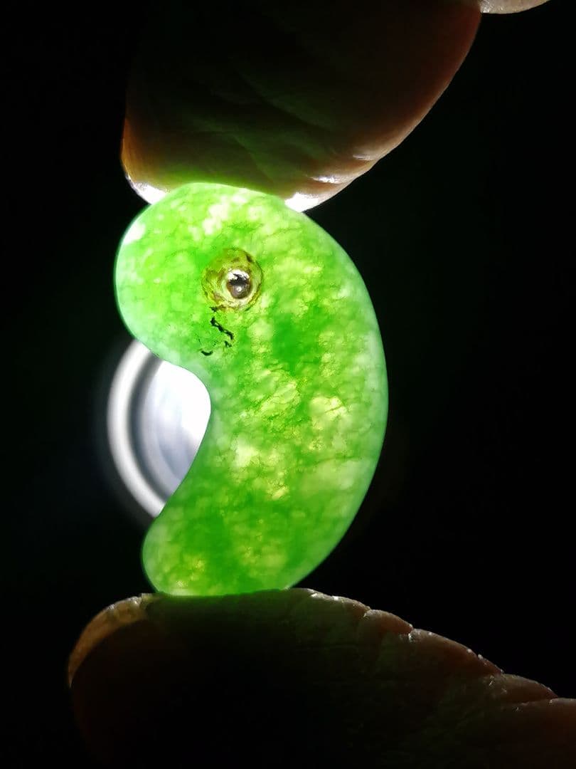 ★【テン】古墳期『琅玕翡翠勾玉』出土品。2.80cm 本物品　超ろうかん。