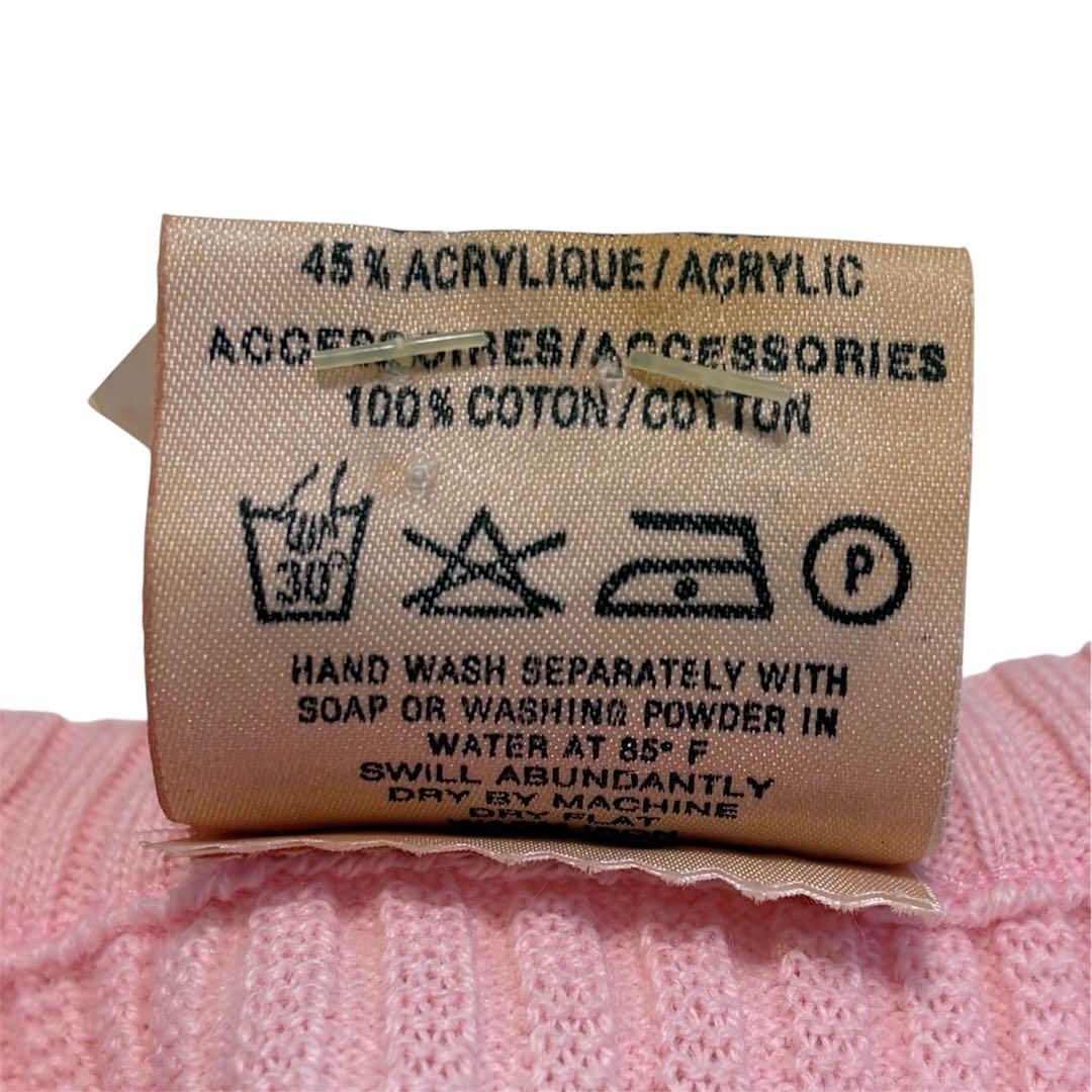 未使用 courreges クレージュ ロゴ刺繍 リブニット フランス製 ピンク