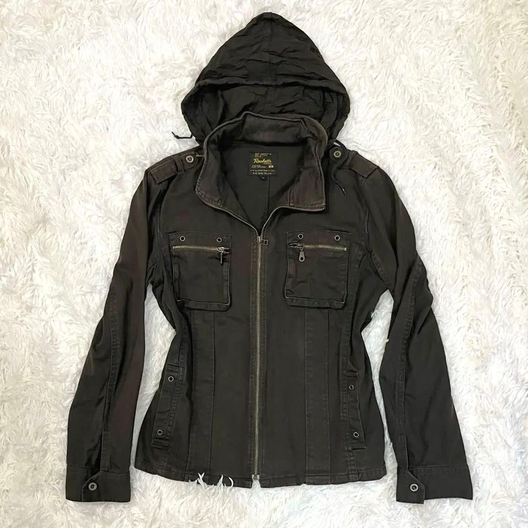 Y2K ミリタリージャケット カーキ フード付き グランジ 平成 grunge