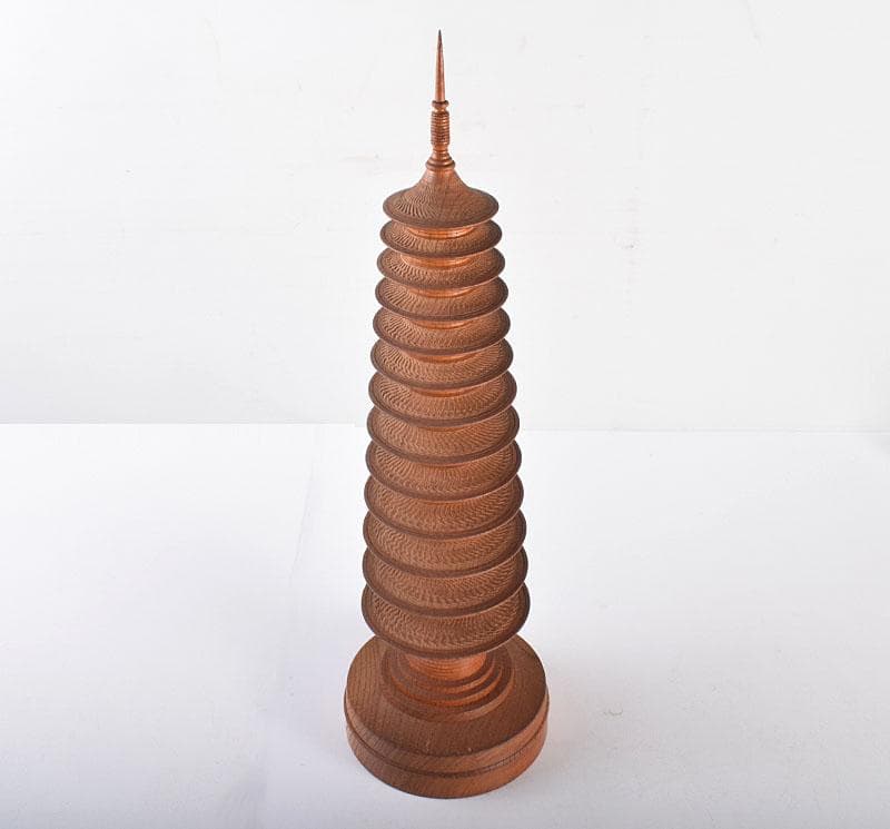 浮月挽物名工 田中光月作 塔 高さ約53.5cm ガラスケース V R4231B