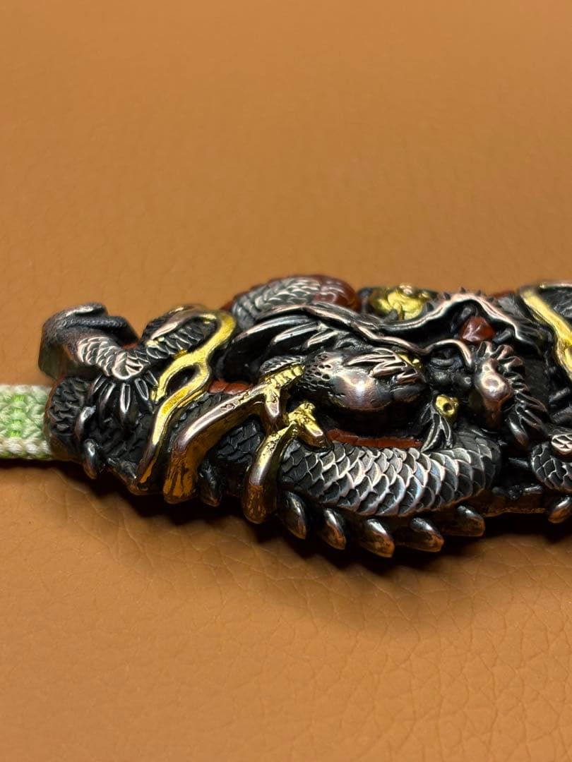 時代物 金工 彫金 龍の帯留め アンティーク 着物 紐付き 工芸