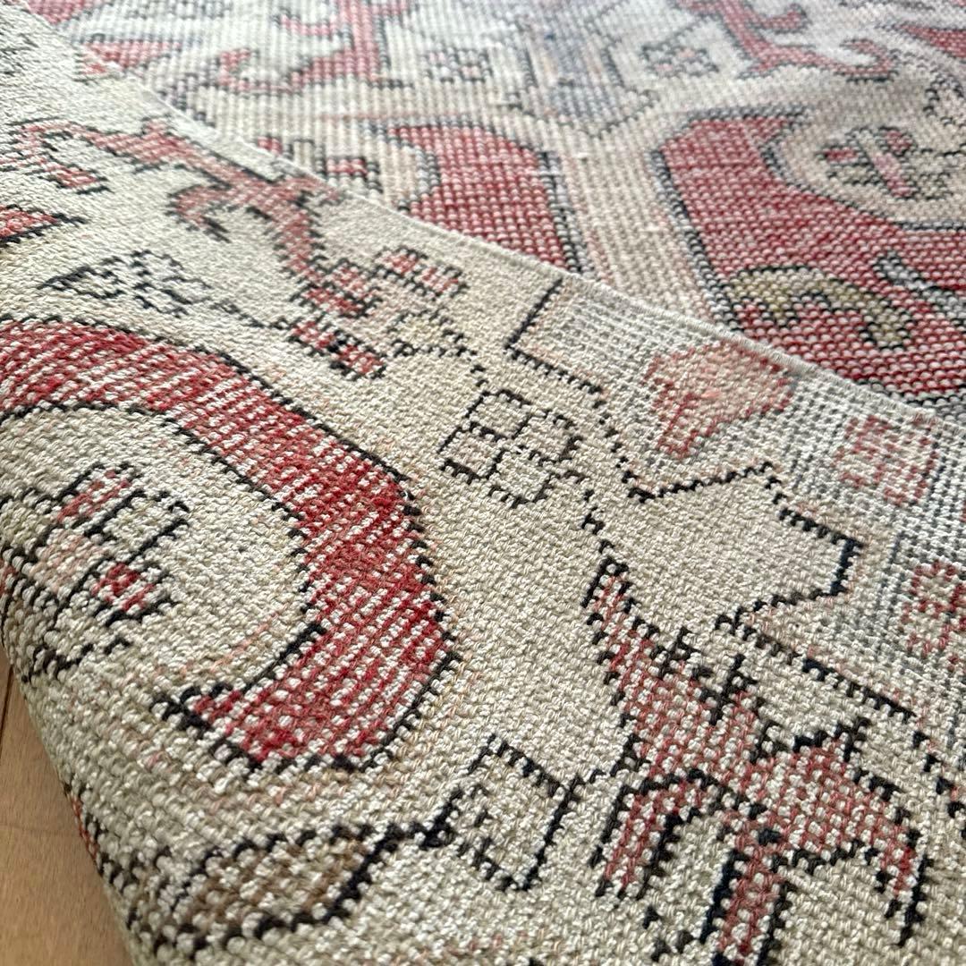 94×180 リバーシブル 擦れシャビーなメダリオン トルコヴィンテージラグ