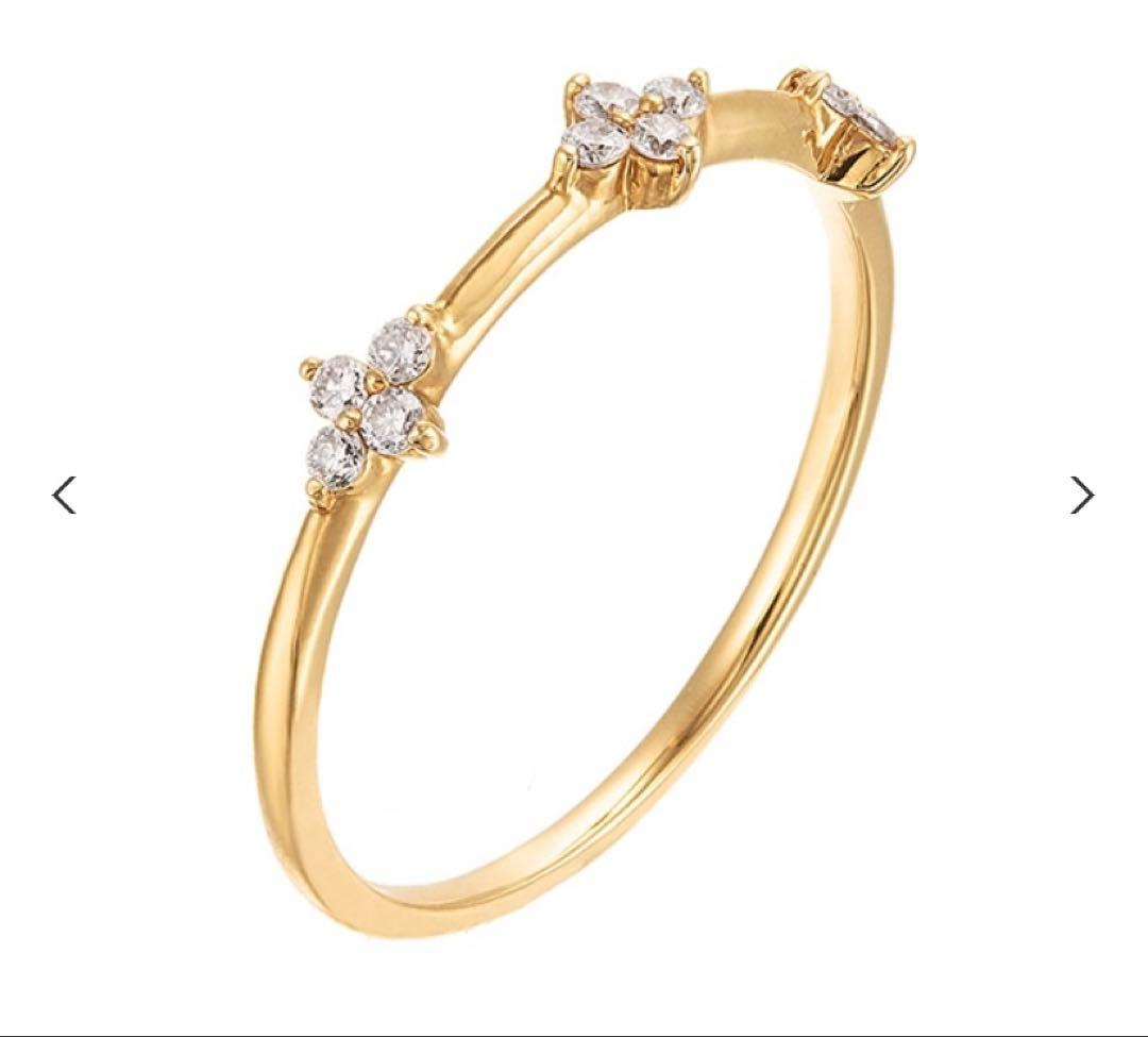 大人気】ジュエリーツツミ k18 フラワー ダイヤモンド リング サイズ9