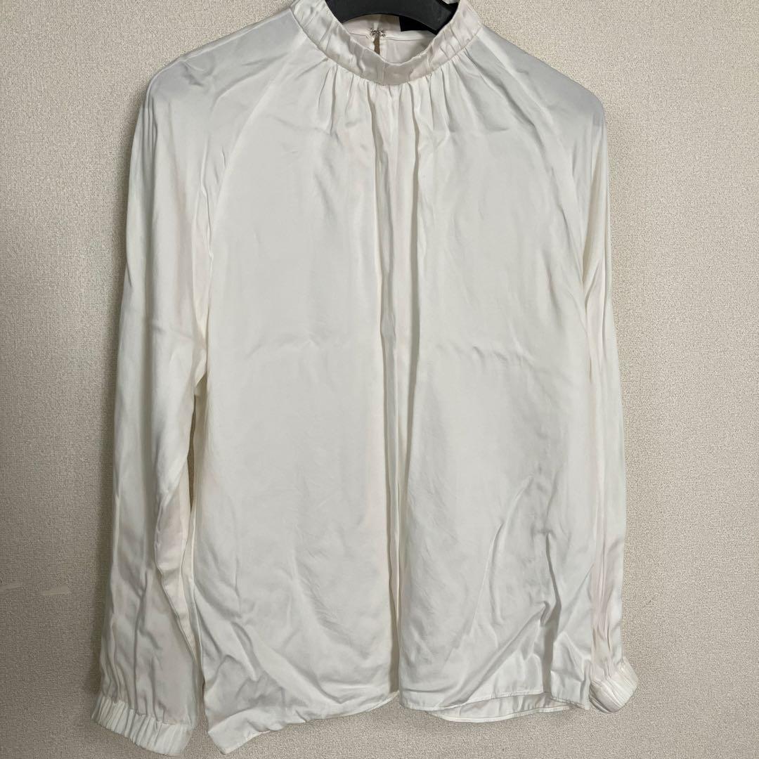 トゥモローランドコレクションウォッシャブルサテン スタンドギャザー