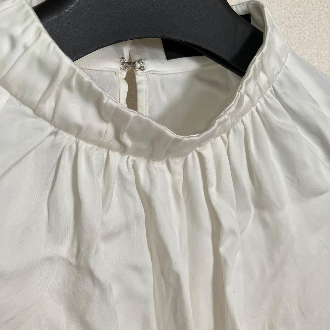 トゥモローランドコレクションウォッシャブルサテン スタンドギャザー