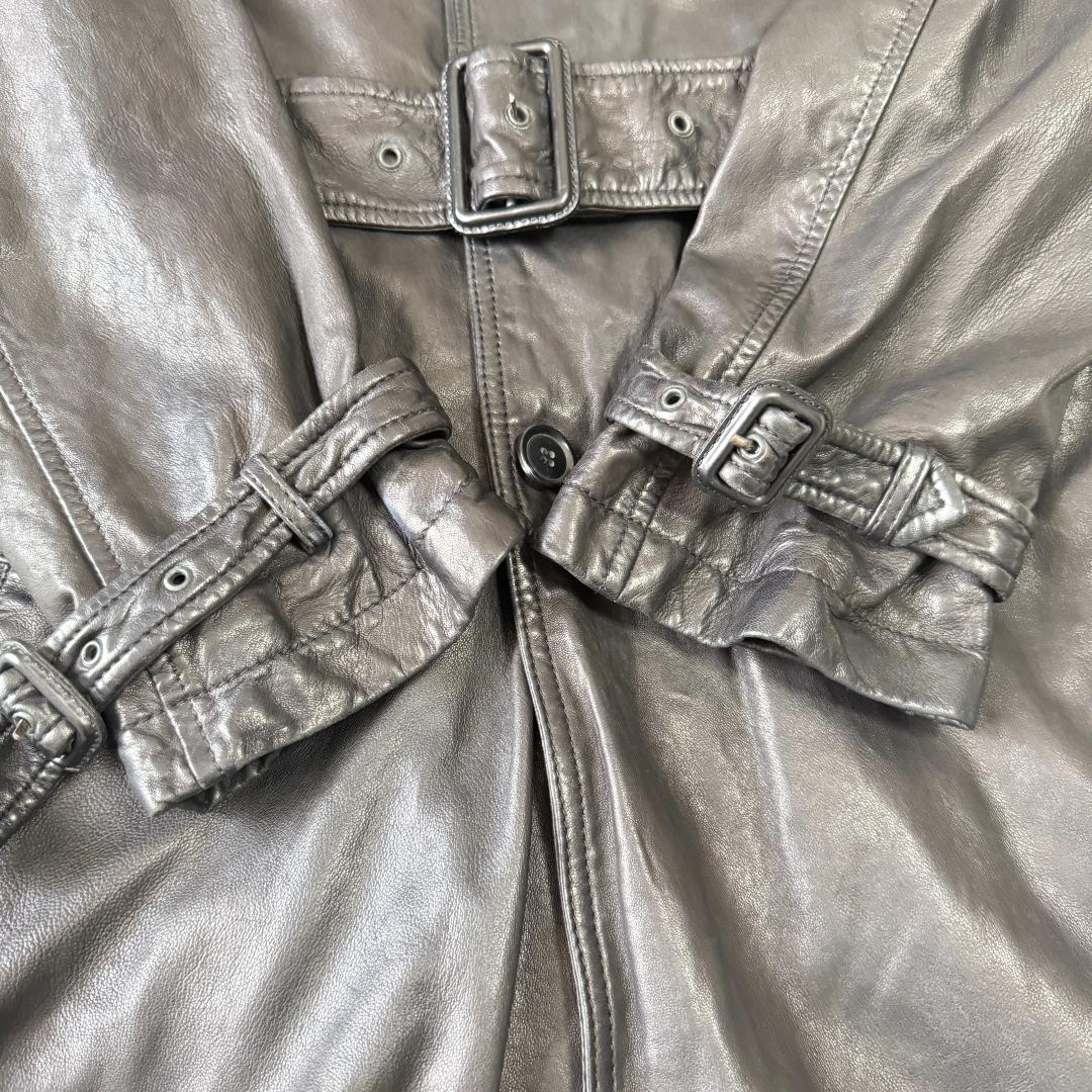 カリー様✨バーニーズニューヨーク レザー トレンチコート 52 黒