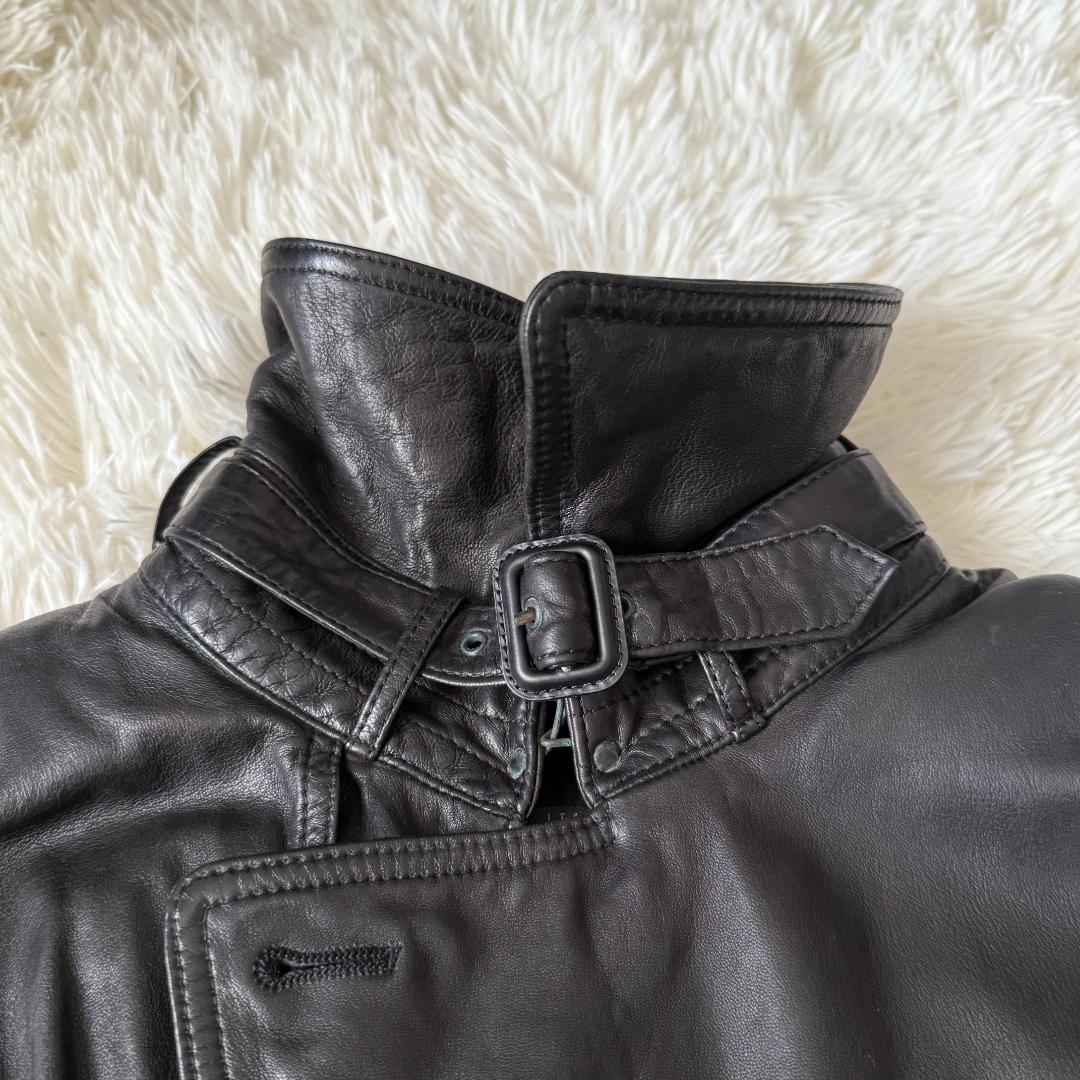 カリー様✨バーニーズニューヨーク レザー トレンチコート 52 黒