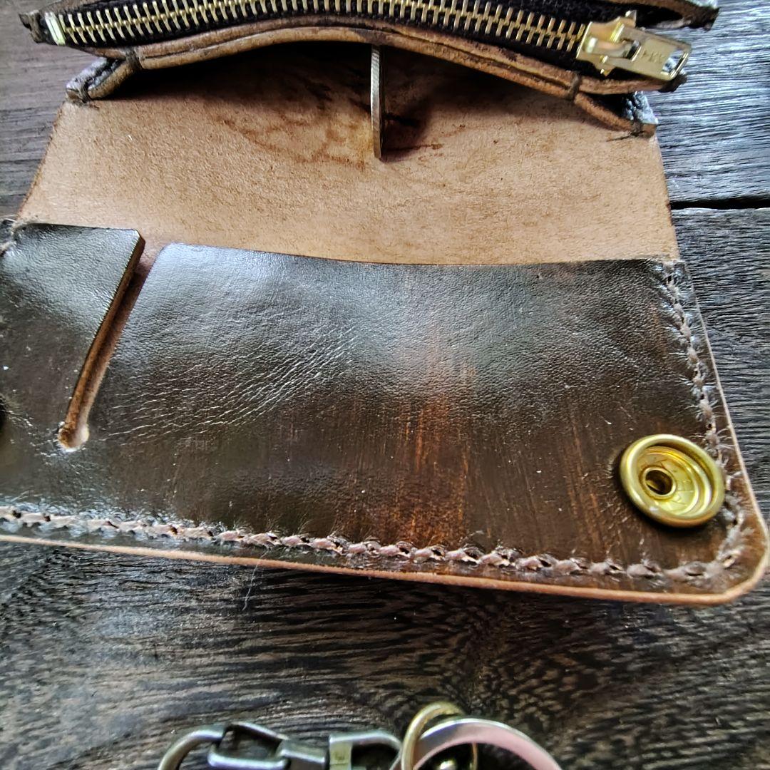 ミドルサイズ トラッカーウォレット 黒×茶 ミドルサイズ トラッカー