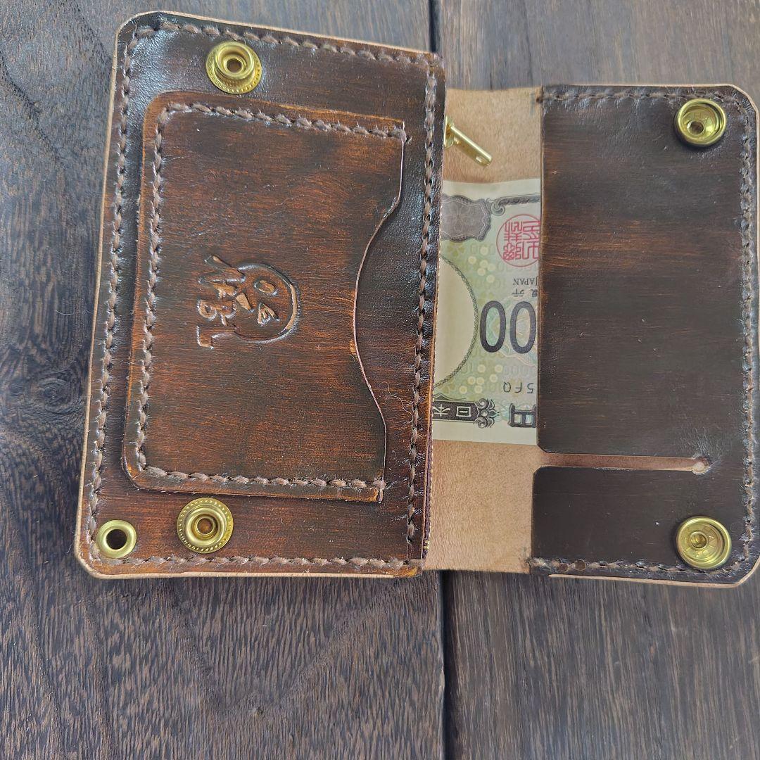 ミドルサイズ トラッカーウォレット 黒×茶 ミドルサイズ トラッカー