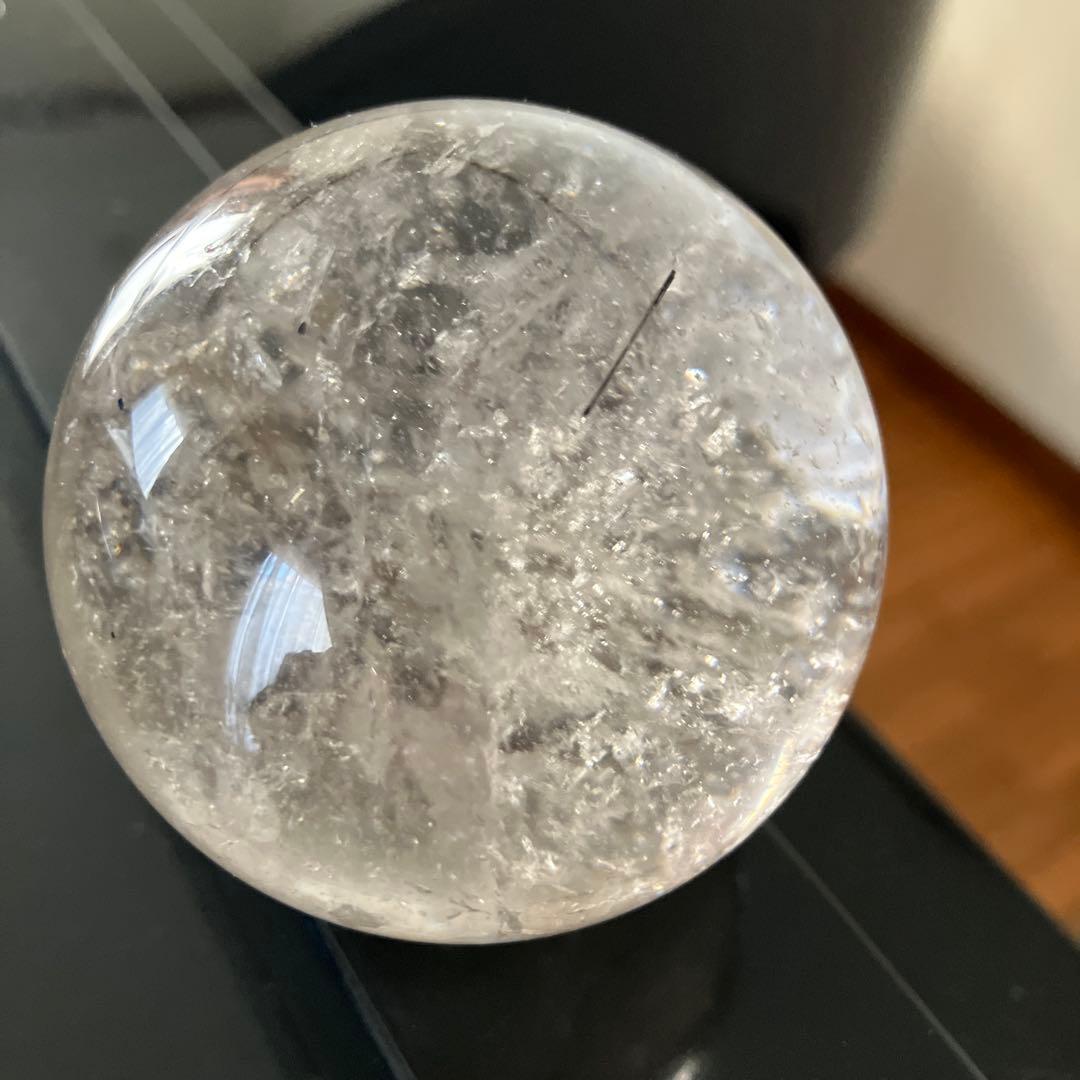 M Hさま専用美！トルマリンインクォーツ スフィア 天然石置物 E61