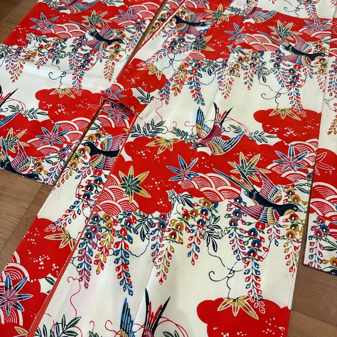 振袖 赤 白地 紅型 琉球紅型 びん型 袴 成人式 振り袖 正絹 - メルカリ