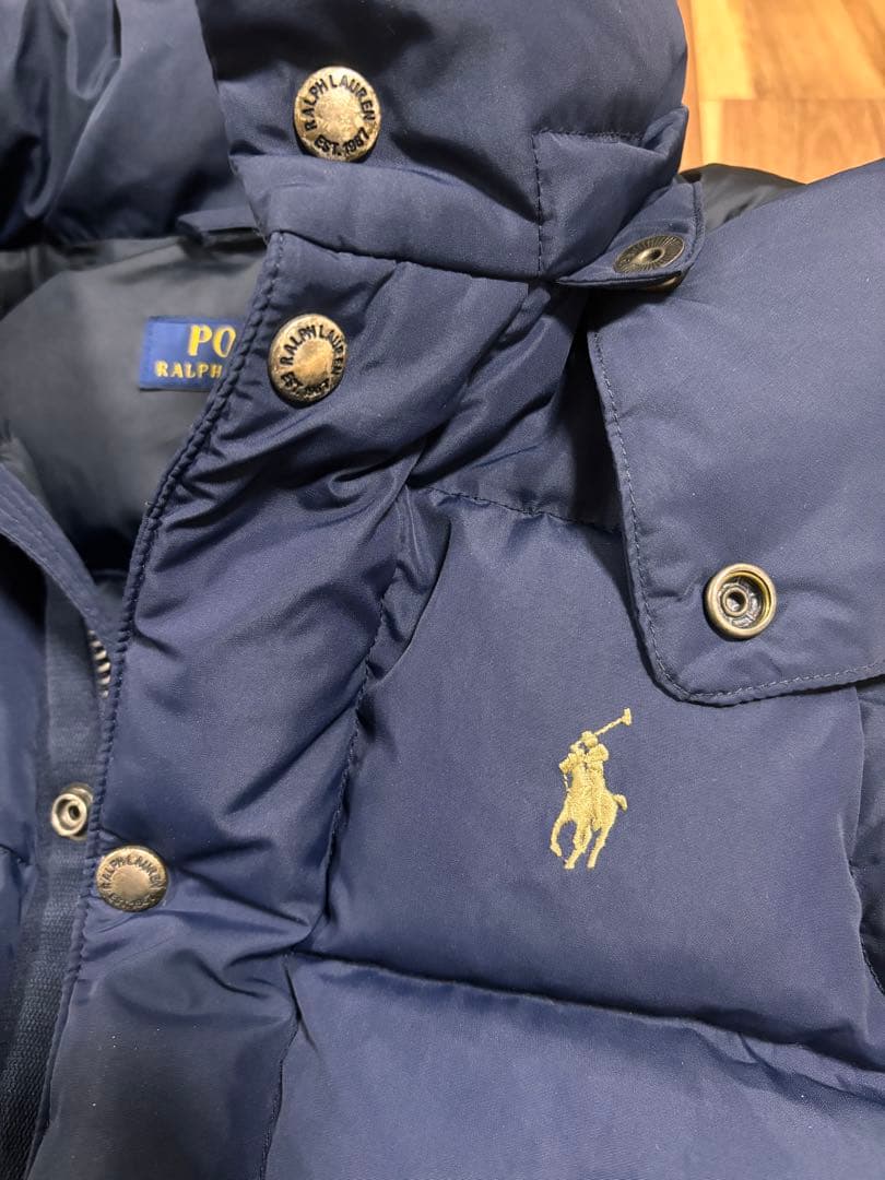 美品】ポロラルフローレン ダウンベスト ポニー刺繍 ネイビー ダウン75%