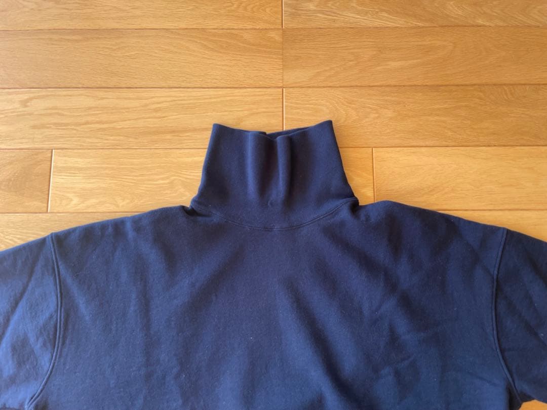 WIDE SWEAT MUJI TURTLE NECK Washed Navy ファッション メンズ