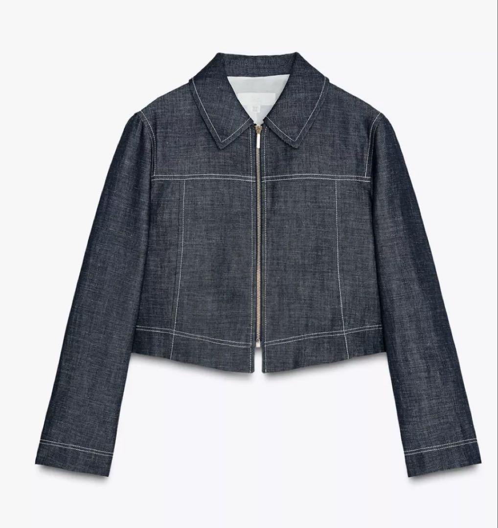 ZARA コントラストステッチ入りショートジャケット - メルカリ