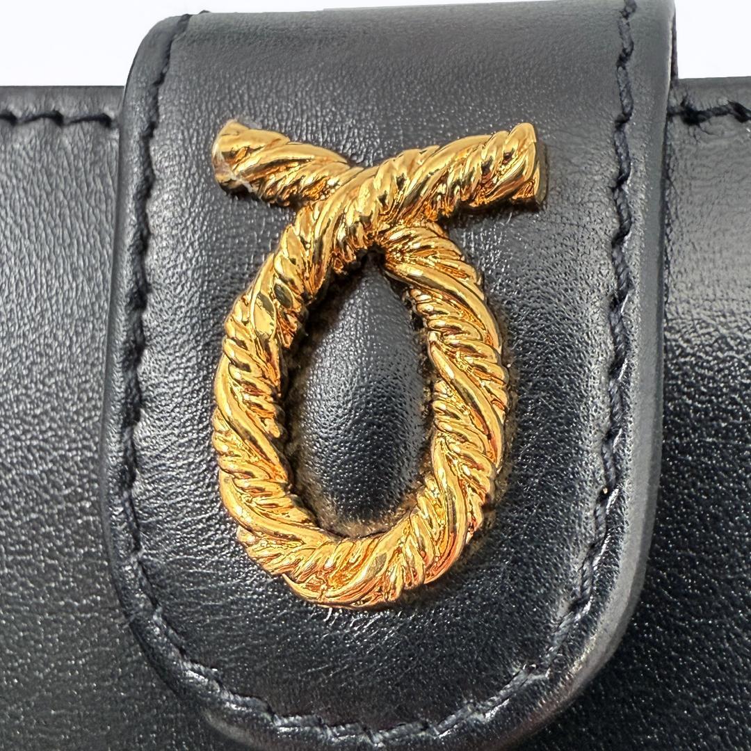 定価8.8万【未使用品？】 ロウナー ロンドン 二つ折り財布 黒 ゴールド