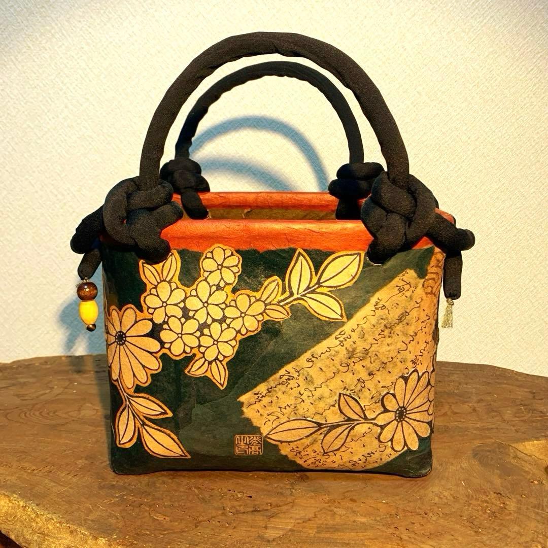 一閑張りバッグ（手毬）柿渋染 - メルカリ