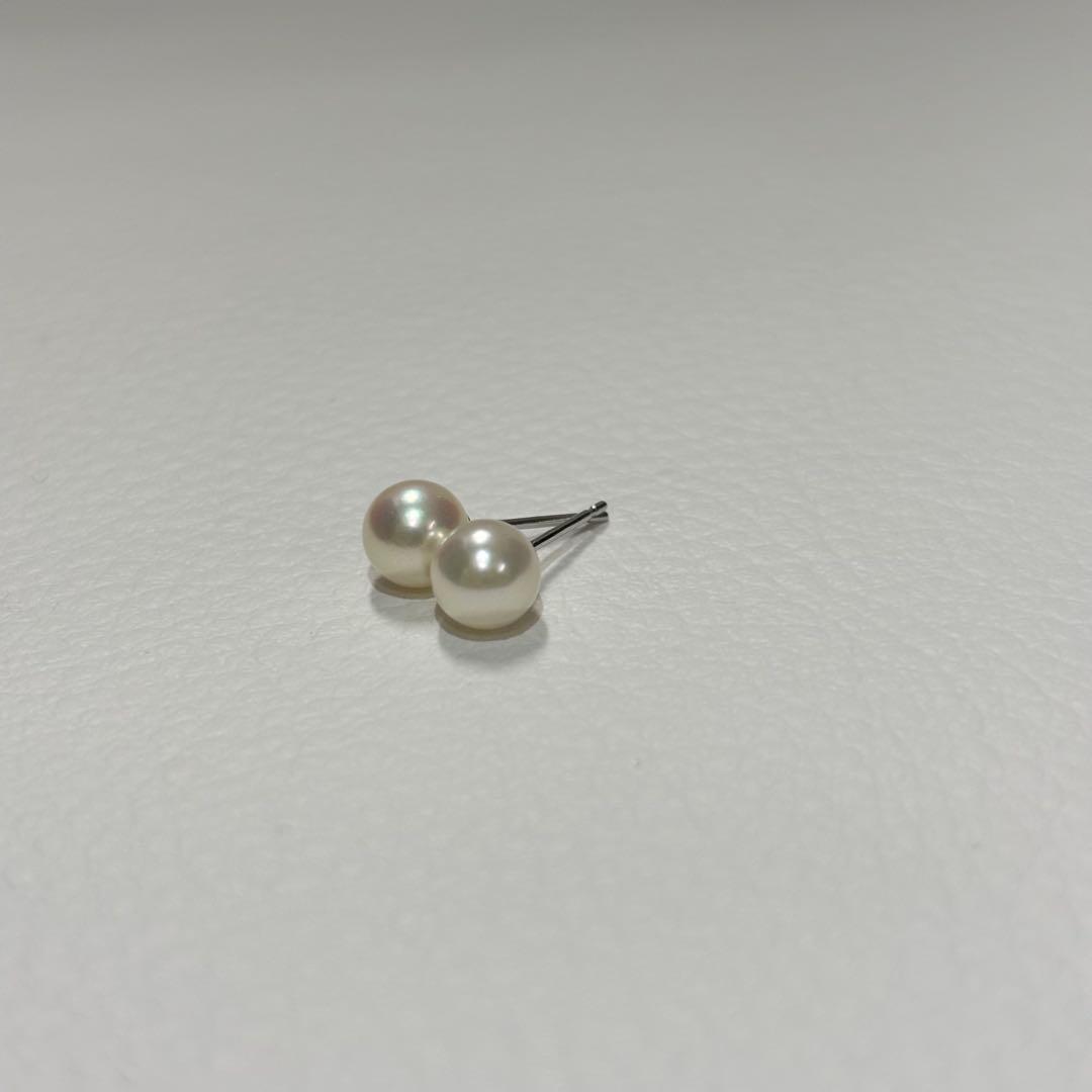 496 パールピアス　あこや真珠　5.8mm K14WG
