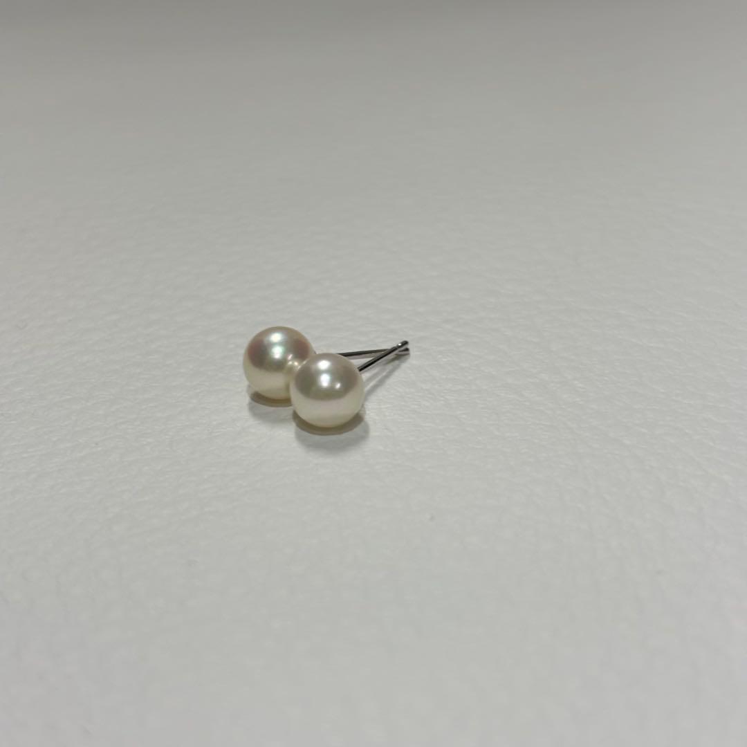 496 パールピアス　あこや真珠　5.8mm K14WG