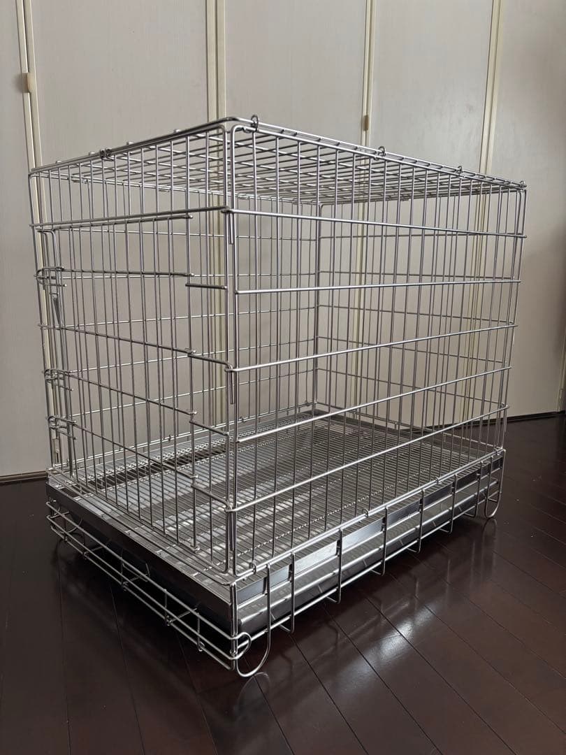 犬用ケージ】ハチコウ ステンレスケージL−FOP 短面扉 折りたたみ