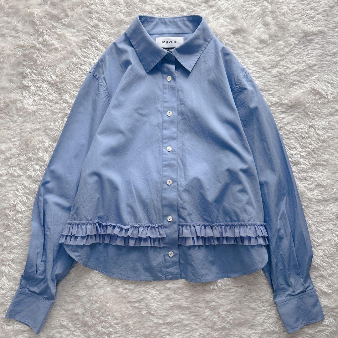 MUVEIL ミュベール バックフリルブラウス サックスブルー 38 M - メルカリ